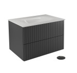 Pakabinama vonios spintelė su praustuvu Besco Akya Linea, 66 cm, pilka/balta