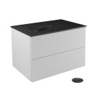 Pakabinama vonios spintelė su praustuvu Besco Akya Classic, 76 cm, balta/pilka