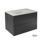 Pakabinama vonios spintelė su praustuvu Besco Akya Classic, 76 cm, pilka/balta