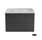 Pakabinama vonios spintelė su praustuvu Besco Akya Classic, 76 cm, pilka/balta