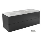 Vonios spintelė su praustuvu Besco Akya Classic, juoda/pilka