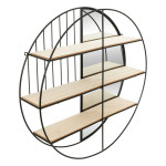 Apvali sieninė lentyna su veidrodžiu ZINA, Ø 56 cm