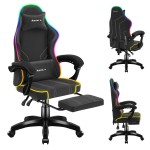 Žaidimų kėdė Huzaro Force 3.7 RGB Black su pakoju ir pagalvėlėmis