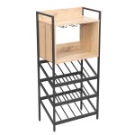 Vyno lentyna Home4you Hannes, 51x30x108 cm, ruda/juoda