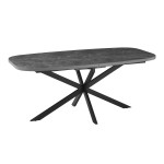 Valgomojo stalas Home4You Ramona, 180/220x90x75 cm, juodas