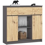 Komodoa Akord K100, 101x35x98 cm, pilka/ruda