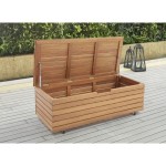 Eukalipto FSC medinis sodo saugojimo dėžė - 190 L - 48,5 x 109,5 x 37 cm - Su ratukais - Tekstūros efektas