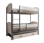 Dviaukštė vaikiška lova ADRK Furniture Leia, 200x90 cm, pilka/balta