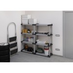 Plastikinė lentyna - TOOD - 4 lentynos - Apkrova 80 kg kiekvienai lentynai - 80x40x168 cm - Juoda/pilka