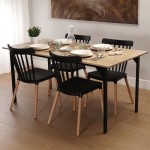 "Virtuvės arba valgomasis stalas - Versa - Collins - 80x75x164,5cm - Medienos ir metalo valgomojo stalas - Rudas ir juodas"