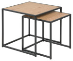 2-jų kavos staliukų komplektas Seaford, juodos/ąžuolo spalvos
