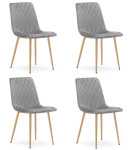 4-ių kėdžių komplektas Leobert Turin, šviesiai pilkos/medžio spalvos