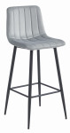 Set of 3 Leobert Pozza Modern Bar Stools, Grey/Black, Velour Upholstery