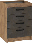 Apatinė spintelė su stalčiais Meblocross Rodos ROD-06 S60-4SZ, ruda/pilka