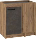Apatinė kampinė spintelė Meblocross Rodos ROD-09 S80-NP, granada ruda/pilka