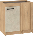 Apatinė kampinė spintelė Meblocross Rodos ROD-09 S80-NP, kremonos ąžuolo/smėlio spalvos