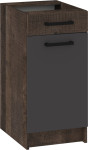 Virtuvinė spintelė Meblocross Korfu KOR-03-S40-1SZ, tamsiai ruda/grafito spalvos