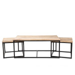 3 dalių kavos staliukų komplektas HOMLA Maya, rudas – metalas, klasikinis stilius