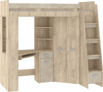 Dviaukštė lova Meblocross Antresola P, 80x200 cm, Ąžuolas/Migdolinis, MDF