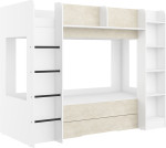 Meblocross Everest L dviaukštė lova 200x80 cm, balta/Granada Almond