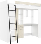 Dviaukštė lova Meblocross Floor L, 200x80 cm, balta/migdolų spalvos