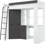 Dviaukštė lova Meblocross Floor L, 200x80 cm, balta/pilka