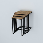 3-jų kavos staliukų komplektas Pino, rudas/juodas