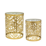 2- jų staliukų komplektas Ažūrinis, auksinės spalvos