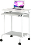 Biuro kompiuterinis stalas Techly, mobilus, su lentyna klaviatūrai ir ratukais, baltas
