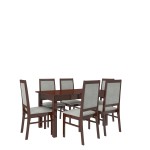 Valgomojo komplektas ADRK Furniture Rodos 25, tamsiai rudas