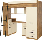 Dviaukštė lova Meblocross Smyk L, 80x200 cm, tamsiai ruda/smėlio spalvos