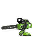 Akumuliatorinis grandininis pjūklas su akumuliatoriumi Greenworks gd40cs15k4