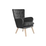 Fotelis DKD Home Decor Natūralus Medžio Poliesteris Tamsiai pilka (66 x 67 x 92 cm)