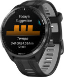 Garmin Forerunner® 965, Carbon Grey DLC Titanium Bezel with Black Case and Black/Powder Grey Silicone Band