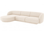 Kairinė kampinė sofa Micadoni Miley, 259 x 155 x 74 cm, balta