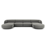 Aksominė panoraminė sofa Micadoni Miley, 334 x 155 x 74, pilka