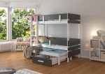 Dviaukštė lova ADRK Furniture Etapo 90x200cm, balta/pilka