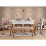 6-ių dalių valgomojo komplektas Asir Costa 0900 2 AB, baltas/rožinis