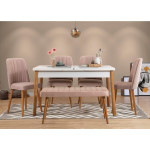 6-ių dalių valgomojo komplektas Asir Santiago Atlantic, baltas/rožinis