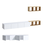 2-ių dalių TV spintelės komplektas Asir, baltas/rudas