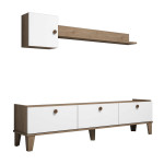 2-jų dalių TV staliuko komplektas Asir Sumer E4020, baltas/rudas