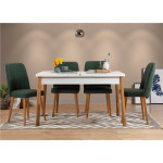 Valgomojo stalo komplektas (5 vnt.), 120x77x75cm, 47x90cm, Atlanto pušis, balta, žalia