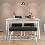4-ių dalių valgomojo komplektas Kalune Design Santiago 1053 - 3 B, baltas/pilkas