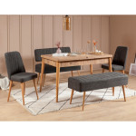 Valgomojo stalo komplektas (5 vnt.), 129x75x80cm, 47x90x45cm, 110x50x40cm, Atlanto pušis, antracitas