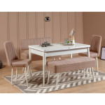 5-ių dalių valgomojo komplektas Kalune Design Vina 0900 - 4, baltas/rudas