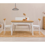 Valgomojo stalo komplektas (4 vnt.), 120x77x75cm, 46x87x48cm, 100x86x41cm, baltas