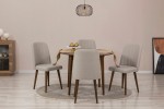 Išplečiamas pietų stalas ir kėdės (5 vienetai) Vina 1005 - Walnut, Cream