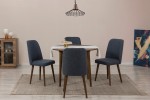 Išplečiamas pietų stalas ir kėdės (5 vienetai) Vina 1048 - Walnut, Navy Blue