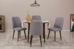 Išplečiamas pietų stalas ir kėdės (5 vienetai) Vina 0701 - Walnut, Grey