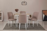 Išplečiamas pietų stalas ir kėdės (5 vienetai) Vina 0900 - White, Stone